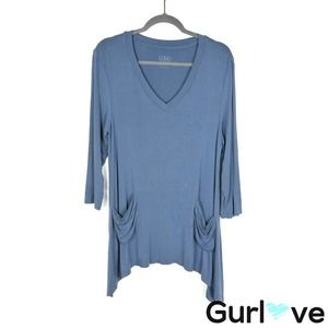LOGO Size M Blue V Neck Tunic Top